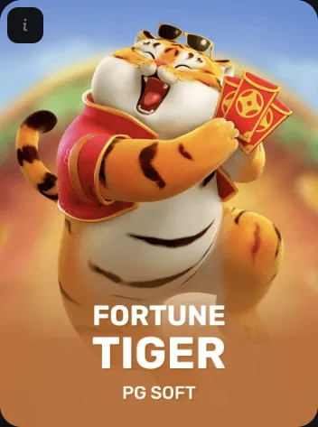 Capa do Fortune Tiger, da PG Soft: tigre de colete vermelho com envelope dourado, na Receba Bet