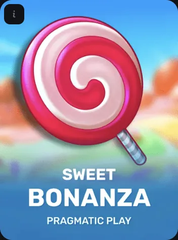 Capa do Sweet Bonanza, da Pragmatic Play, com o pirulito rosa em espiral, no cassino da Receba Bet